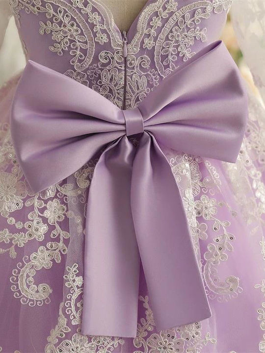 Kinderkleid Langärmelig Tüll Flieder