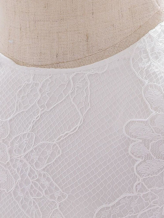 Mädchenkleid Langärmeliges Tüll Für Blumenmädchen Weiß