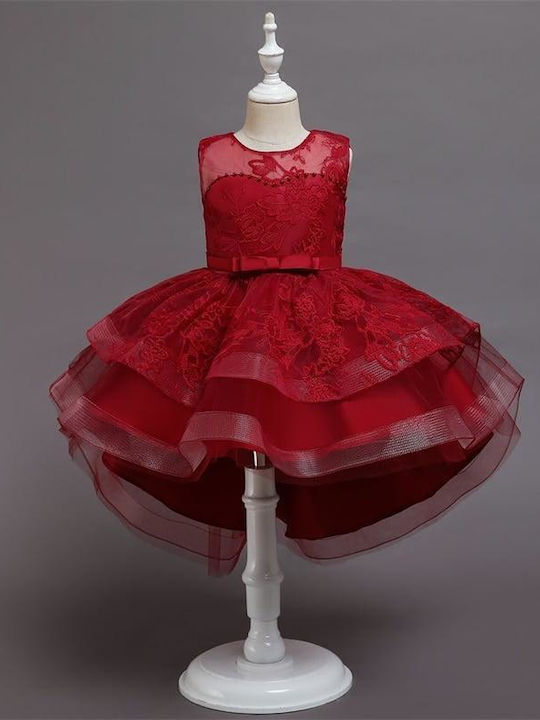 Girls Dress Sleeveless Tulle Set with Accessories Red