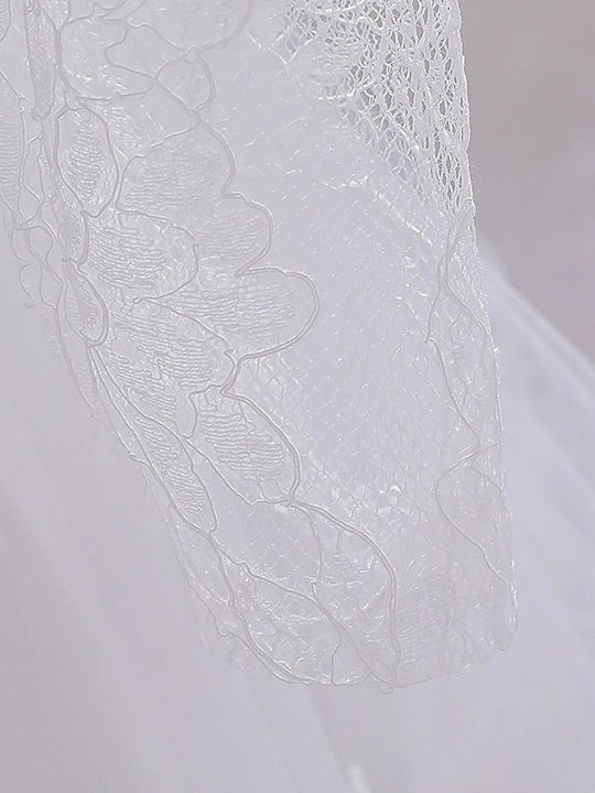 Mädchenkleid Langärmeliges Tüll Für Blumenmädchen Weiß