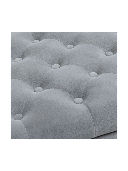 Bench Stool With Storage Space Upholstered In Gray Velvet 126x48.5x57cm