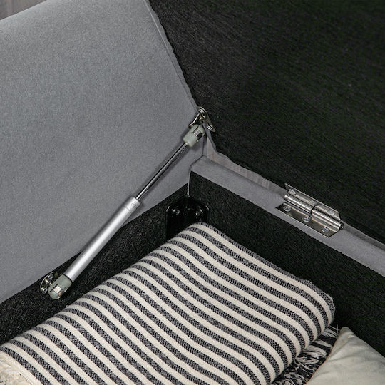 Bench Stool With Storage Space Upholstered In Gray Velvet 126x48.5x57cm