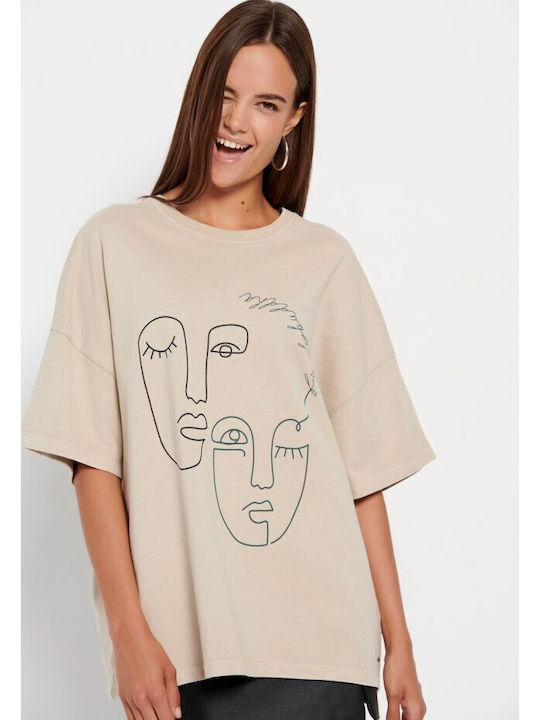 Funky Buddha Feminin Oversized Tricou Alb