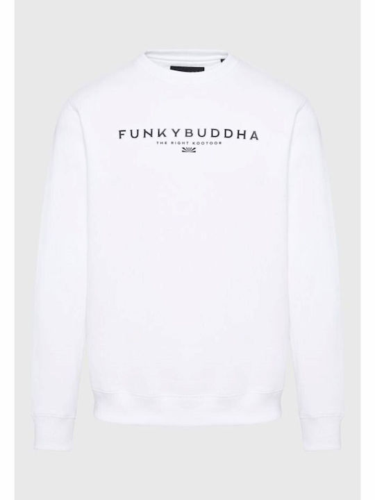 Funky Buddha Herren Sweatshirt mit Kapuze Weiß