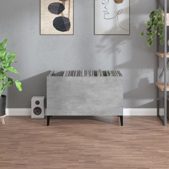 vidaXL Έπιπλο Δίσκων από Σκυρόδεμα Hi-Fi Furniture Grey with Black Feet 74.5x48x38cm