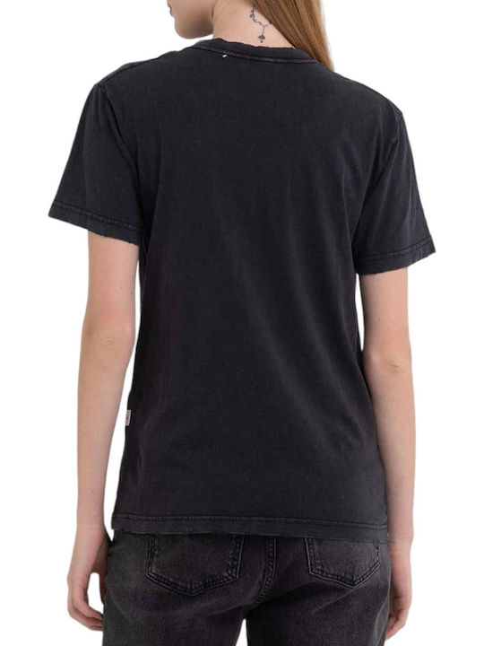 Damen Bluse Baumwolle Kurzärmelig Schwarz