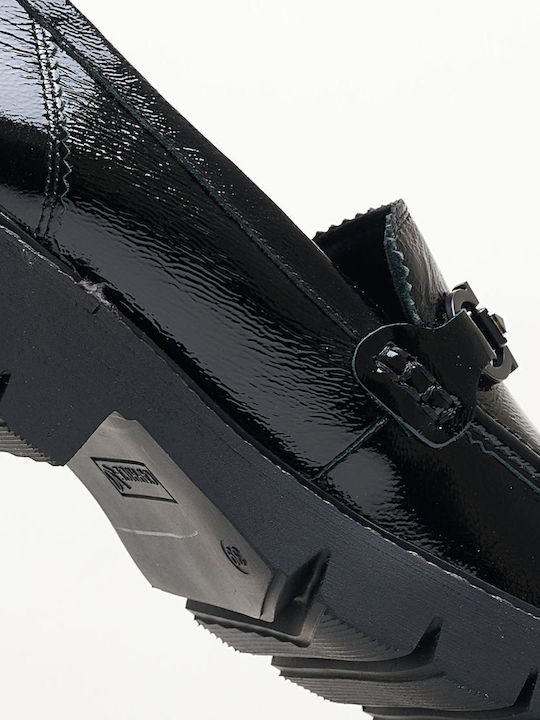 Leather Women's Moccasins in Black Color