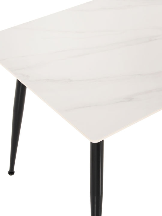 Sintered Τραπέζι Τραπεζαρίας με Πέτρινη Επιφάνεια Λευκό 160x90x76εκ.