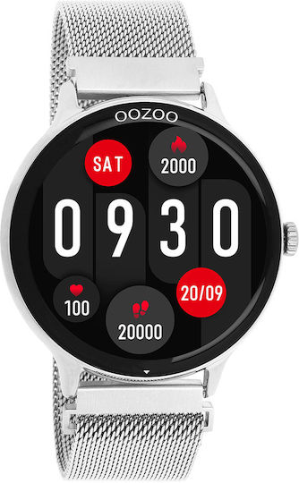 Oozoo Q00135 45mm Smartwatch με Παλμογράφο (Ασημί)