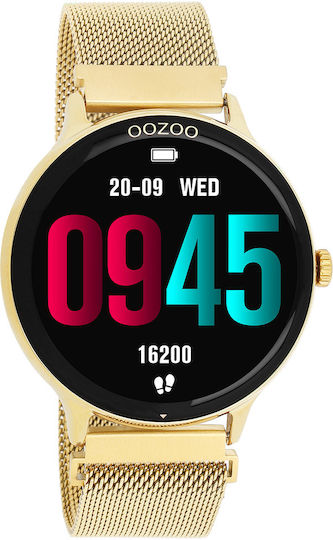 Oozoo Q00136 45mm Smartwatch με Παλμογράφο (Χρυσό)