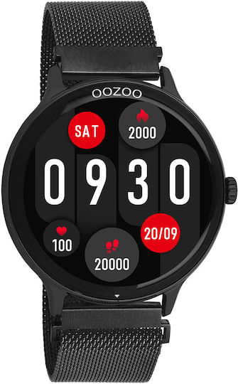 Oozoo Q00139 45mm Smartwatch με Παλμογράφο (Μαύρο)