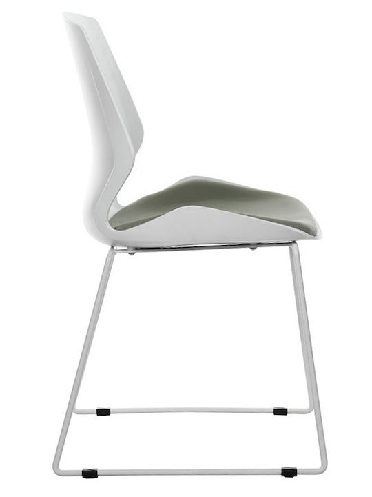 Rotating Chair Visitor Genuine with Arms White / Grey 48x43x88cm 1pcs