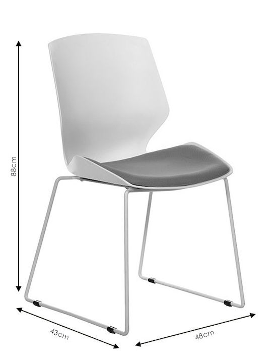 Rotating Chair Visitor Genuine with Arms White / Grey 48x43x88cm 1pcs
