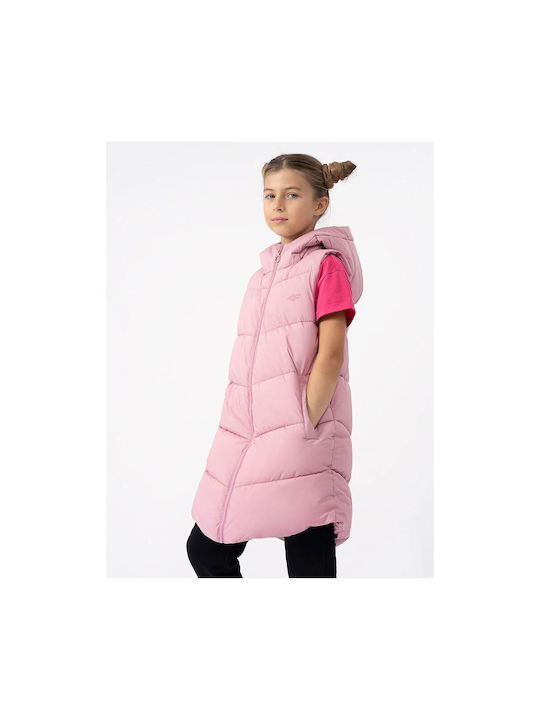 4F Casual Jacket Pink Sleeveless with Ηood