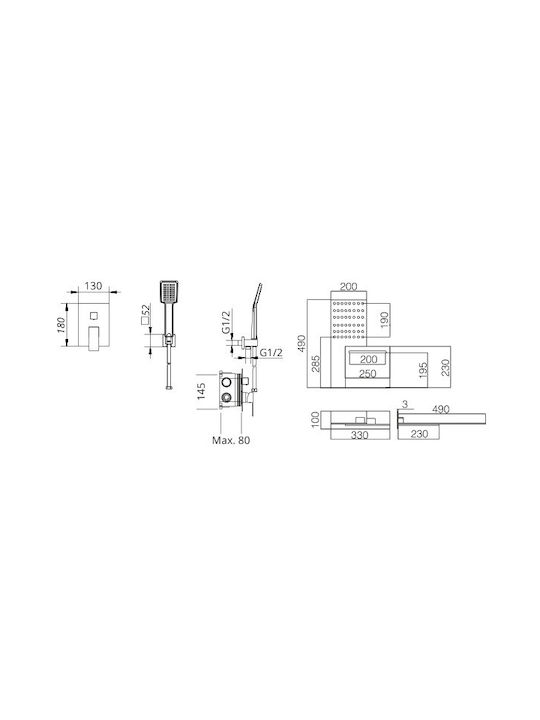 Excel Built-in Faucet Mixer for Shower Black