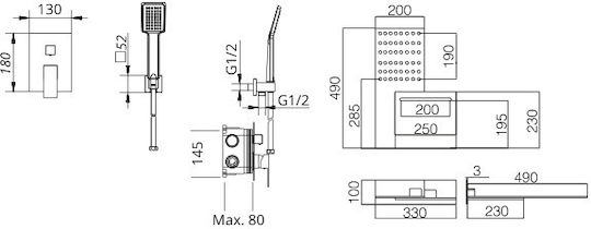 Excel Built-in Faucet Mixer for Shower Black