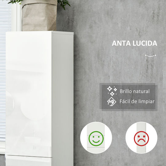 Kleankin Floor Bathroom Column Cabinet L30xD28xH170cm White
