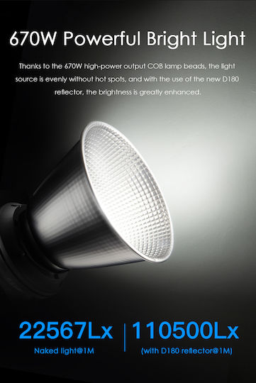 Tolifo Video Ziua 2700 - 6500K 670W cu Luminozitate LUX 110500 Lux