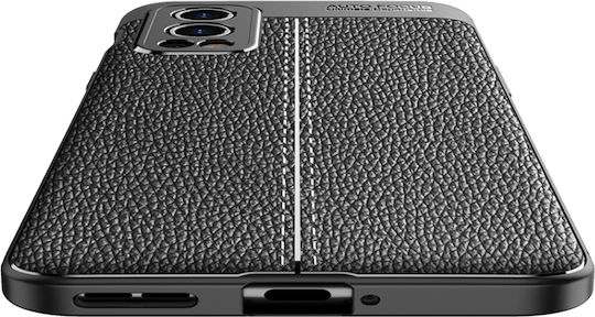 Litchi Texture Umschlag Rückseite Silikon Schwarz (OnePlus Nord 2)