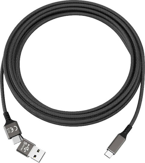 Smrter USB 2.0 Cable USB-C male - USB-A / USB-C 60W Μαύρο 1m