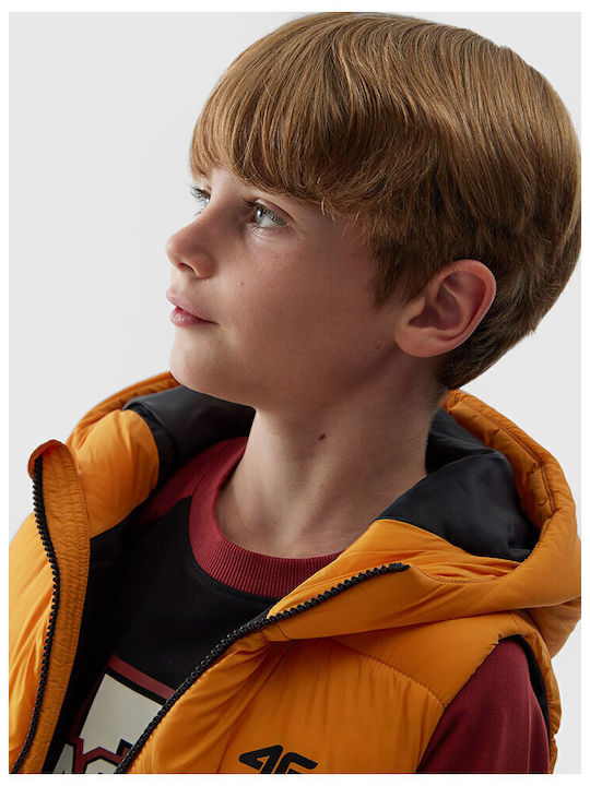 Down Kids Quilted Sleeveless Short Hooded Orange