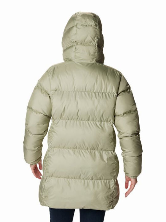 Columbia Women's Long Puffer Jacket for Spring or Autumn with Hood Khaki