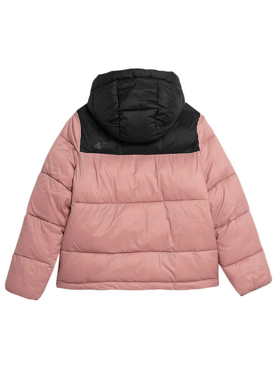 4F Kurz Damen Puffer Jacke für Winter Rosa