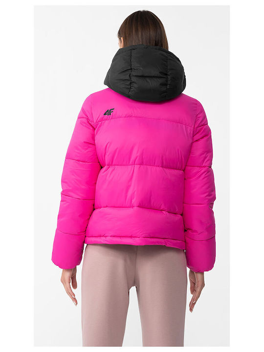 4F Women's Short Puffer Jacket for Winter Fuchsia