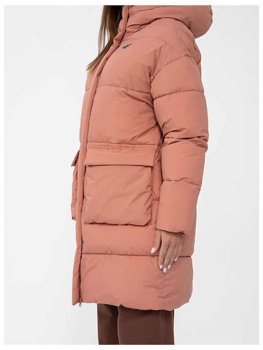 Women's for Hiking Long Puffer Jacket for Winter Orange