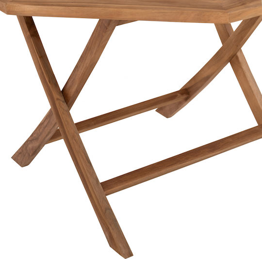 Outdoor Table Made of Teak Foldable Kendall Natural 120x120x75cm