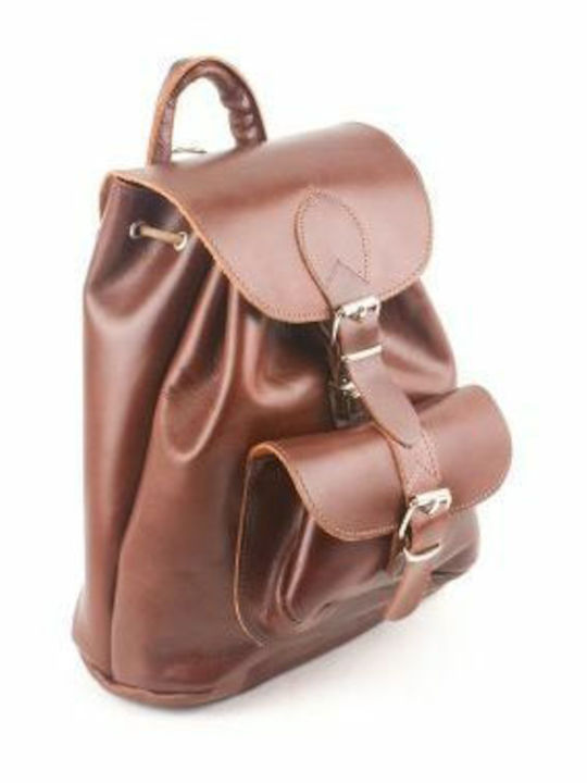 Kouros Kouros-δερμάτινο Leder Damen Tasche Rucksack Braun