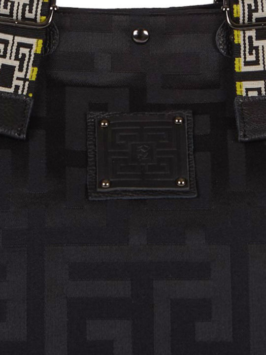 Elia Full-black Elia Full Υφασμάτινη Γυναικεία Τσάντα Shopper Ώμου Μαύρη