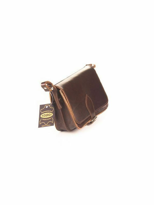 Kouros Kouros-δερμάτινη Τσάντα-313-καφε Leder Damen Tasche Crossbody Braun