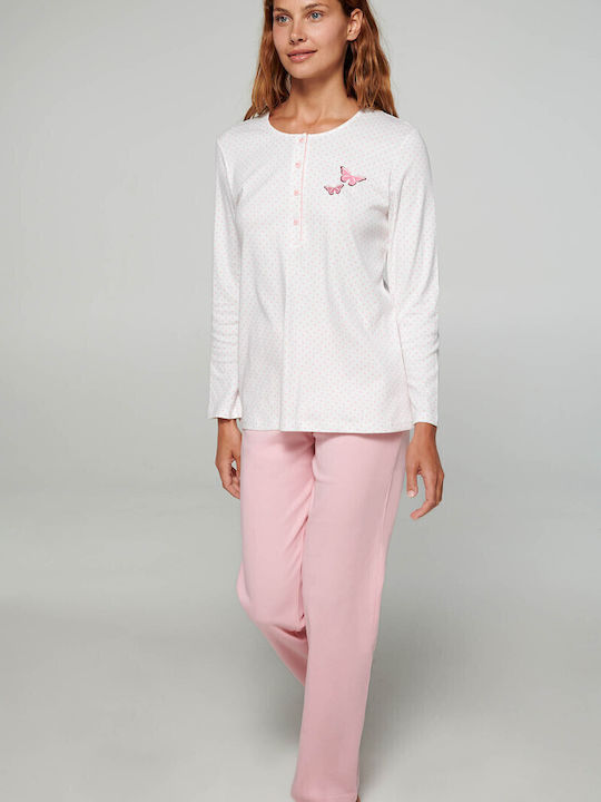 Vamp Winter Damen Pyjama-Set Rosa