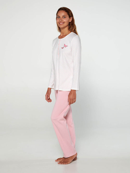 Vamp Winter Damen Pyjama-Set Rosa