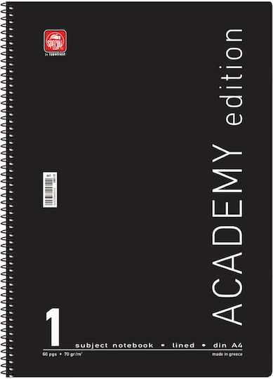 Typotrust Σπιράλ Τετράδιο Ριγέ Α4 30 Φύλλων Academy Γαλάζιο