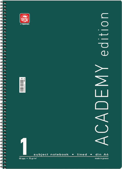 Typotrust Σπιράλ Τετράδιο Ριγέ Α4 30 Φύλλων Academy Γαλάζιο