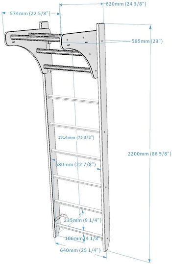 BenchK Σκάλα Ξύλινη με 8 Σκαλοπάτια 220εκ.