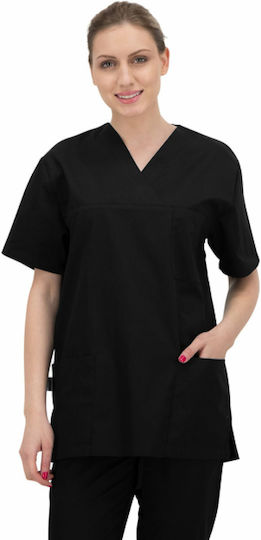 B-Well Angel Unisex Black Medical Blouse Cotton and Polyester