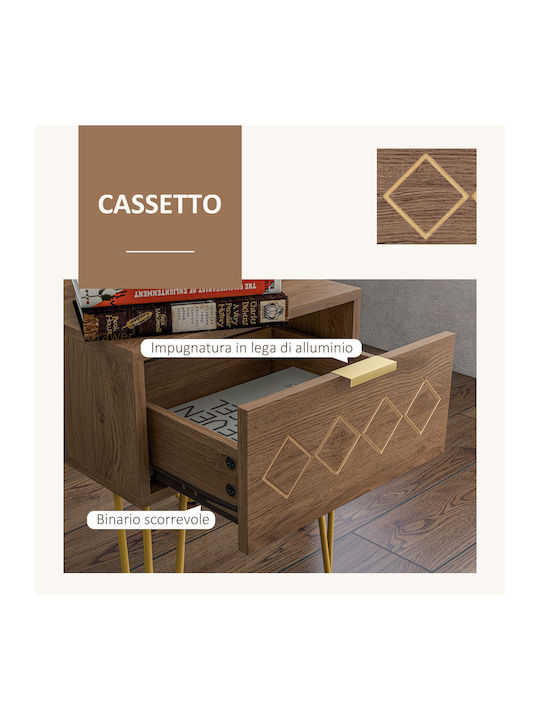 Bedside Tables Wooden with Metal Legs Brown 2 Pieces 39.5x41x49cm