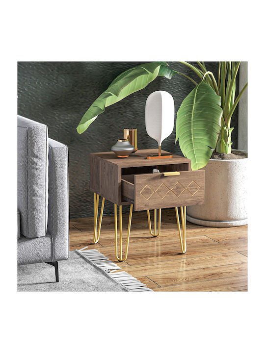 Bedside Tables Wooden with Metal Legs Brown 2 Pieces 39.5x41x49cm