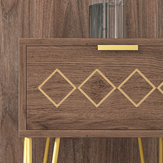 Bedside Tables Wooden with Metal Legs Brown 2 Pieces 39.5x41x49cm