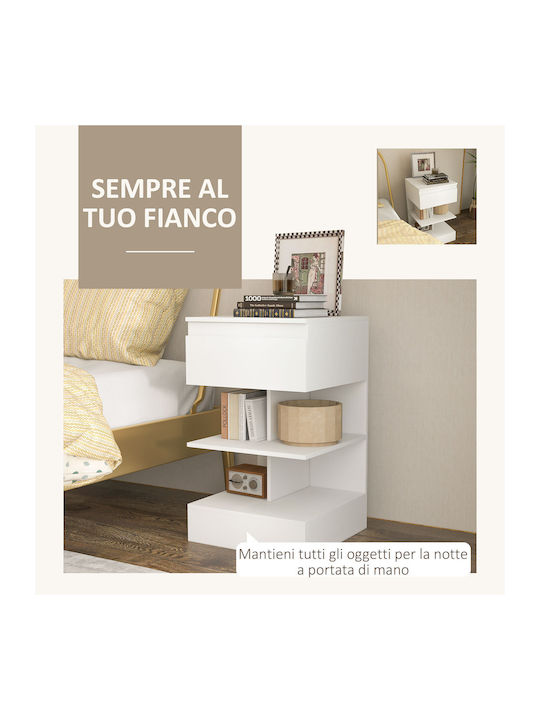 Wooden Bedside Table White 39x39x65cm