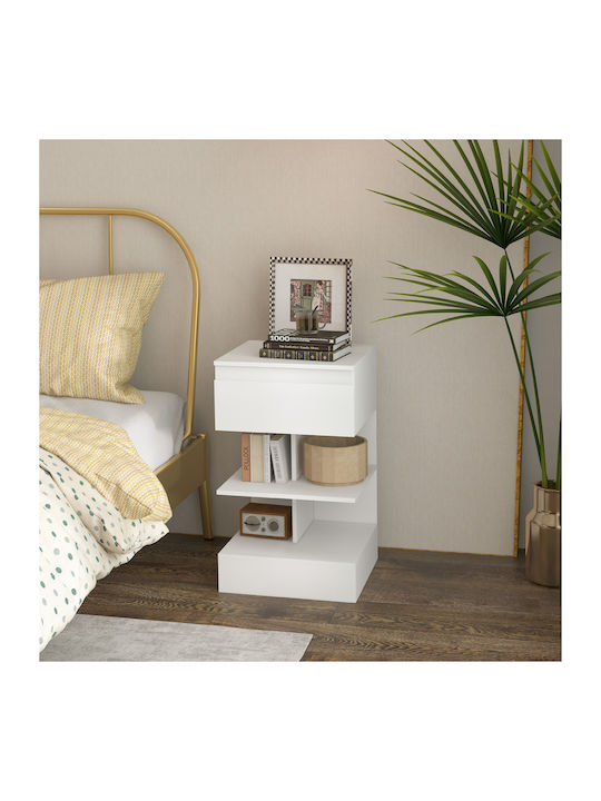 Wooden Bedside Table White 39x39x65cm