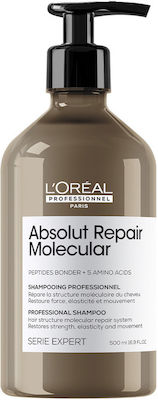 L'Oreal Professionnel Serie Expert Absolut Repair Molecular Σαμπουάν Μοριακής Επανόρθωσης χωρίς Θειικά Άλατα για Ταλαιπωρημένα Μαλλιά 500ml