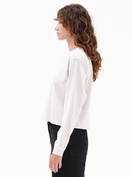 Γυναικείο Αθλητικό Crop Top Μακρυμάνικο Λευκό