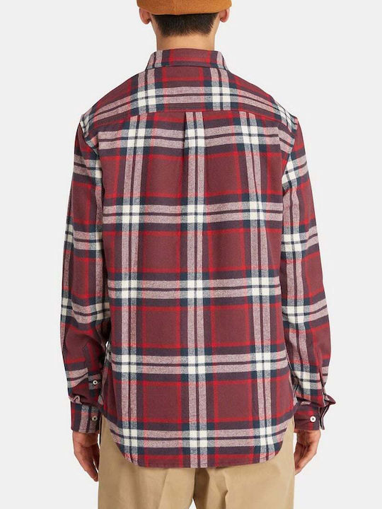 Long-sleeved Flannel Shirt Checked Burgundy