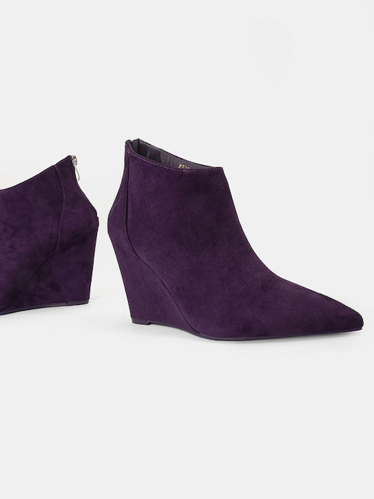 Wildleder Stiefeletten Damen Lila