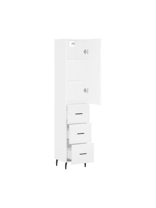 Floor-standing Living Room Display Cabinet made of Particleboard White 34.5x34x180cm