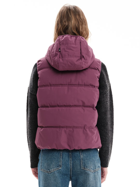 Kurz Damen Ärmellos Puffer Jacke Lila